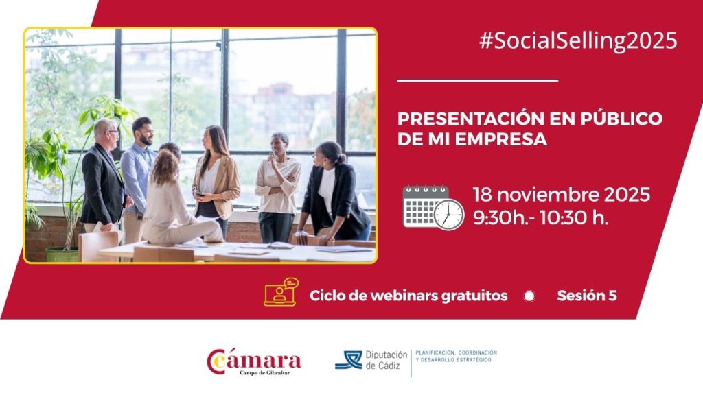 Webinar presentación en público Social Selling 2025 cámara de comercio Algeciras