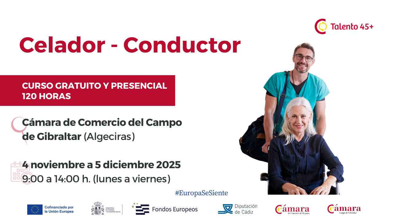Curso para celador conductor gratuito para mayores de 45 años cámara de comercio del Campo de Gibraltar